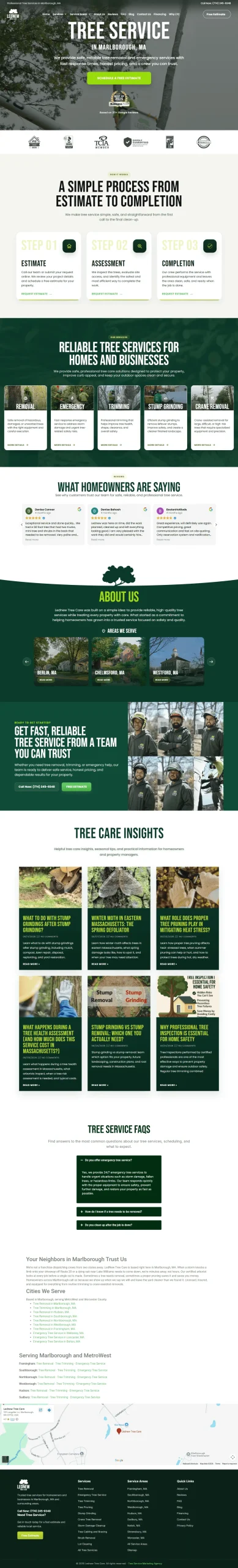 LedNew Tree Care website, Marlborough Massachusetts