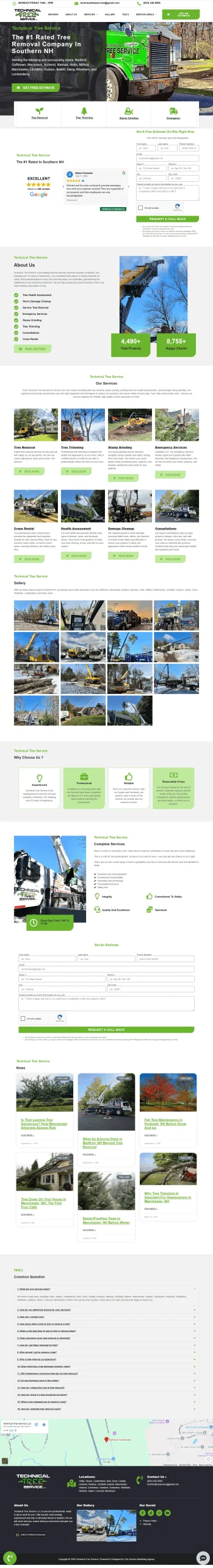 Technical Tree Service website, Southern New Hampshire