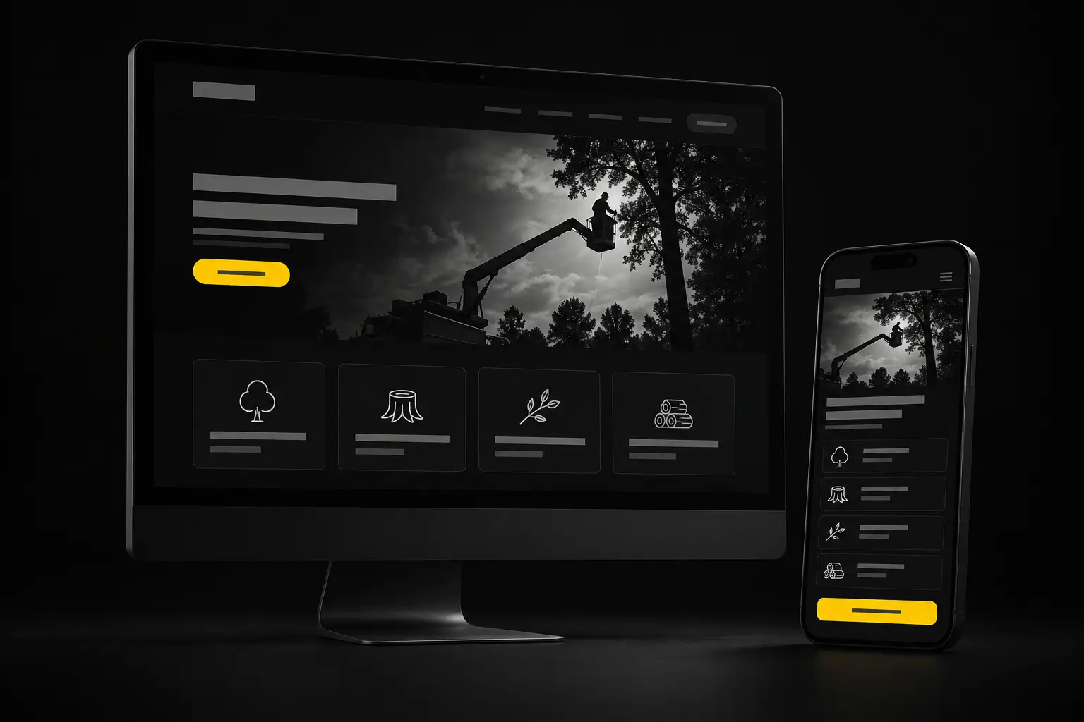 Tree service website design shown on desktop and mobile