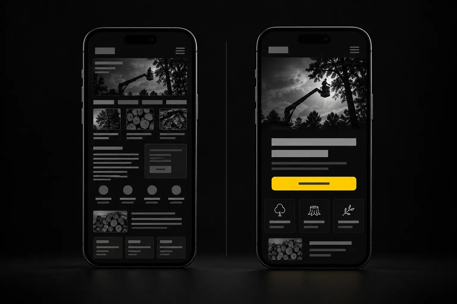tree service website mobile conversion comparison